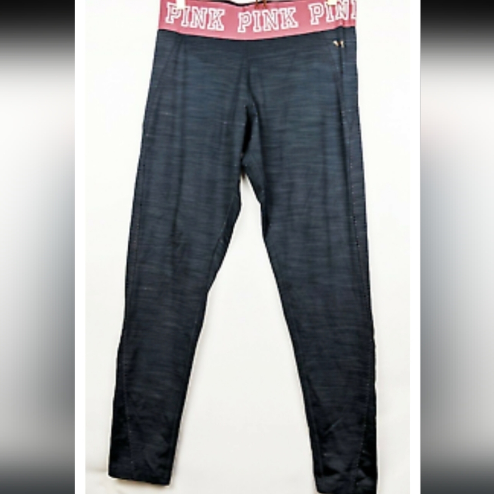 Victoria's Secret PINK Leggings Women’s Smal Blue-Gray Colorblock Logo Ultimate